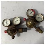 (2) Victor Equipment Company Brass Gas Regulators