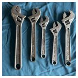 (5) Adjustable Crescent Wrenches- Diamalloy,