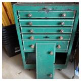 Vintage Green Metal Rolling Tool Chest