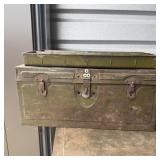 14" Vintage Green Metal Toolbox with Chain