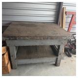 44x37x29 Wood Base Metal Top Work Table