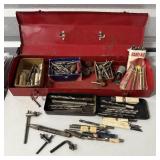 Red Metal Tol Box with Assorted Drill Bits,