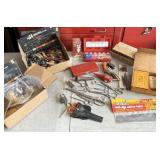 Table Lot- Grease Samples, Scissorrs, Puller