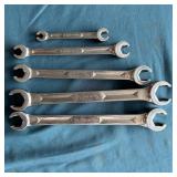 (5) Snap-on Double Flare Nut 6 Point Line Wrenches