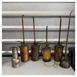 (5) Vintage Pump Oil Cans &