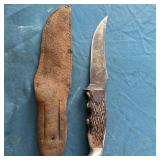 VINTAGE LEATHER HUNTING KNIFE & SHEATH