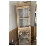 73" Distressed Wood Cabinet Glass Pane Door