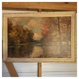 READ 38x26 Framed "By The Sawkill" Oil Painting