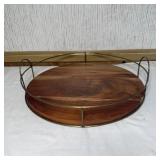 16" Hearth & Hand Round Wood and Metal Tray