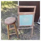 Wood Stool & Chalk Board