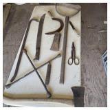 Vintage Tools- Axe, Scissors, Machete, Pry Bar,