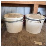 (2) 21x18 White Plastic Utility Buckets Metal