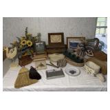 Assorted Vintage Decor- Wood Ducks, Straw Hand