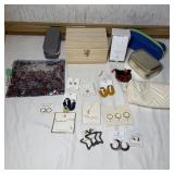 Table Lot-New Assorted Jewelry, Make Up Bags,