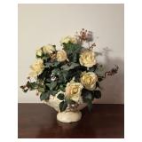 Artificial Rose Arrangement in Ceramic Bowl