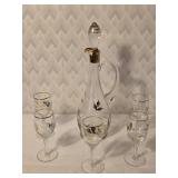 Vintage Decanter with 5 Glasses