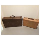 Vintage Travel Case & Wicker Suit Case