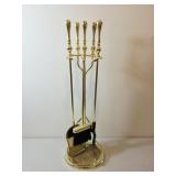 Brass Fireplace Set, Screen & Wood Holder