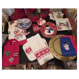 Assorted Christmas Decor, Hand Towels