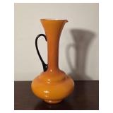 Vintage Orange Cased Art Glass Pitcher