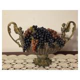 Vintage Metal Centerpiece With Artificial Grapes