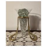 Vintage Floating Glass Vase in Brass Holder
