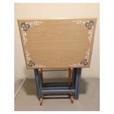 Set of 4 Vintage Table Trays and Stand
