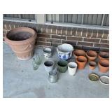 Assorted Garden Pots & Coke Bottles