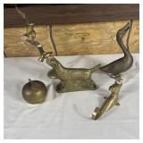 Vintage Solid Brass Decor Lot - Dog Figurine,