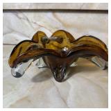 Vintage Murano Style Amber Art Glass