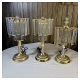 (3) Vintage Hollywood Regency Brass Plastic Prism