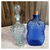 VINTAGE EMBOSSED ACORNS & LEAFS COBALT BLUE