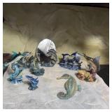 Vintage Marine Figurine Lot ï¿½ Dolphins, Marlins,