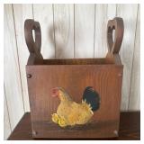Solid Wood Hand Painted Hen & Chick Storage Caddy