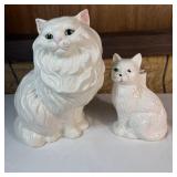14" White Ceramic Persian MCM Cat Statue &