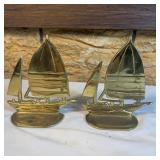 Solid Brass Sailboat Bookends Boat Set