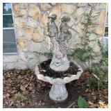 59" Concrete Basin with Man & Lady Statue