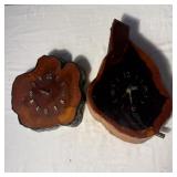 (2) Live Edge Hardwood Wall Clocks Lacquer Wood