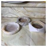 (3) Vintage Faceted Marble / Alabaster / Onyx