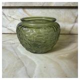 Vintage E.O. Brody Co. Green Embossed Glass Bowl
