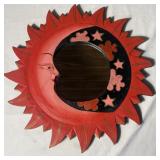 19" Red/Black Half Moon Framed Mirror