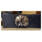 Navy Blue Velvet Lumbar Pillow Reversible Sequin