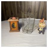 Owl Decor- Lamp, Candle Holer, & Wire Basket