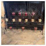 Black Metal Arched Fireplace Screen Candelabra