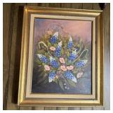 25 1/2x21 Vintage Framed Texas Bluebonnets Oil