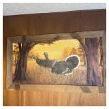 40x22 Framed Turkey in Woods Painting