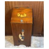 Wood Potato/Trash Bin with painted Duck & Chicks