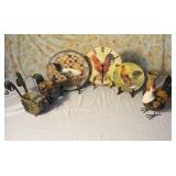 Rooster/Hen Decor- Plates, Clocks, Candle