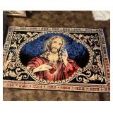 74x48 Vintage Sacred Heart of Jesus Velveteen