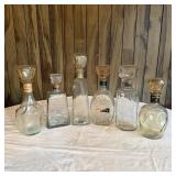 (6) Vintage Glass Liquor Decanters Whiskey Bourbon